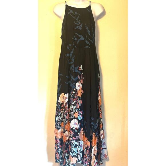 Intimately Free People Maxi Dress Black Floral Low Back Size XS NWOT - Picture 1 of 11